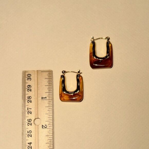 Brown crystal hoop earrings N948 - Picture 4 of 4